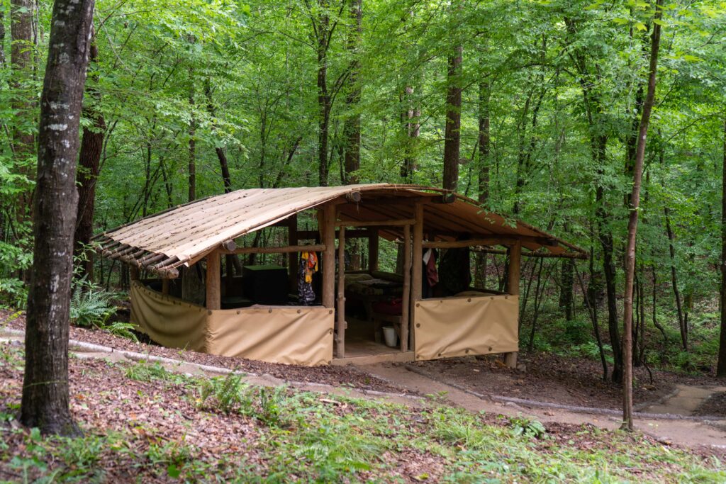 Fair Play Camp shelter in the woods