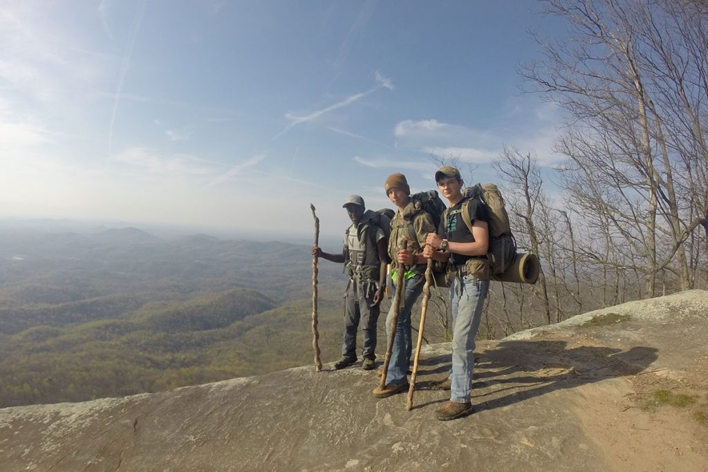 campers on a hike